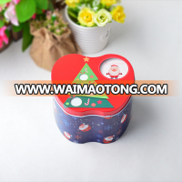 Merry Christmas Design Red Theme Apple Shape Tin Box