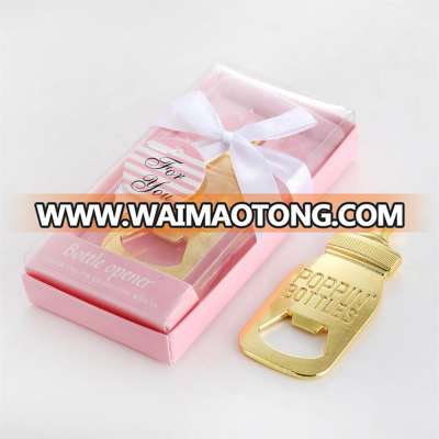 Wedding Favors or Baby Shower Gifts Elegant Pink Box Gold Poppin' Bottles Design Baby Bottle Opener