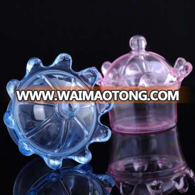 Wedding or Baby Shower Favors Crown Shape Pink Prince or Blue Princess Transparent Plastic Candy Box